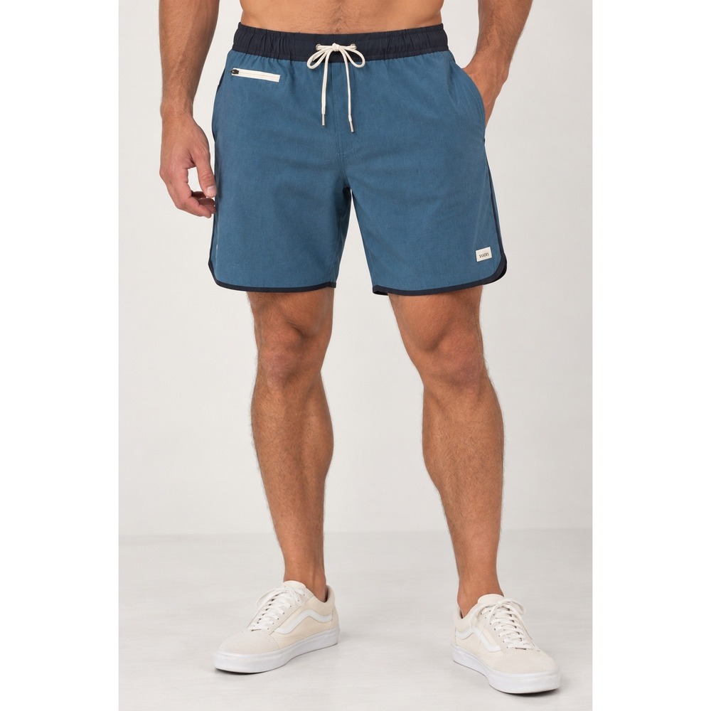 Vuori Banks Shorts Mens Medium Azure Blue Linen Texture 5in Inseam V330
